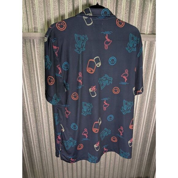 Cabana By Crown And Ivy Polo Shirt Flamingo Martini Neon Lights Men’s Large - Picture 2 of 5